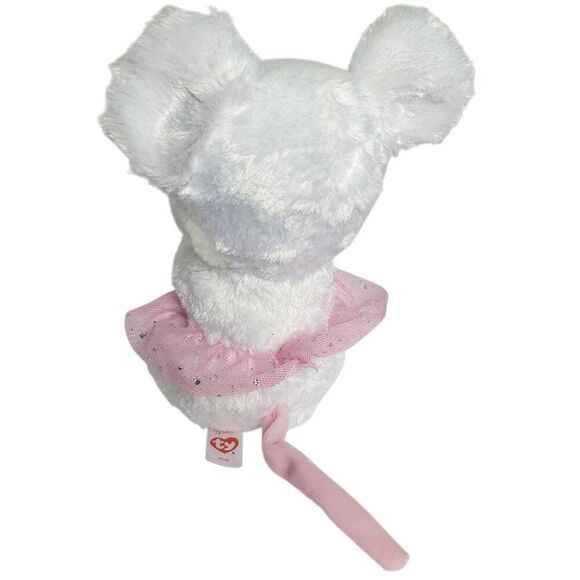 Ty Beanie Boos Nina Mouse Plush 7" White Pink Sparkly Ears Feet Glittered Accent - Picture 2 of 8